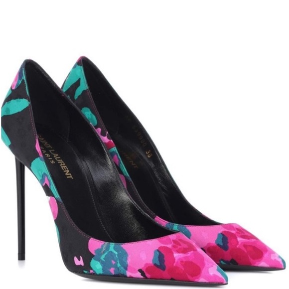 Saint Laurent Multicolor Floral Heels - Picture 3 of 9